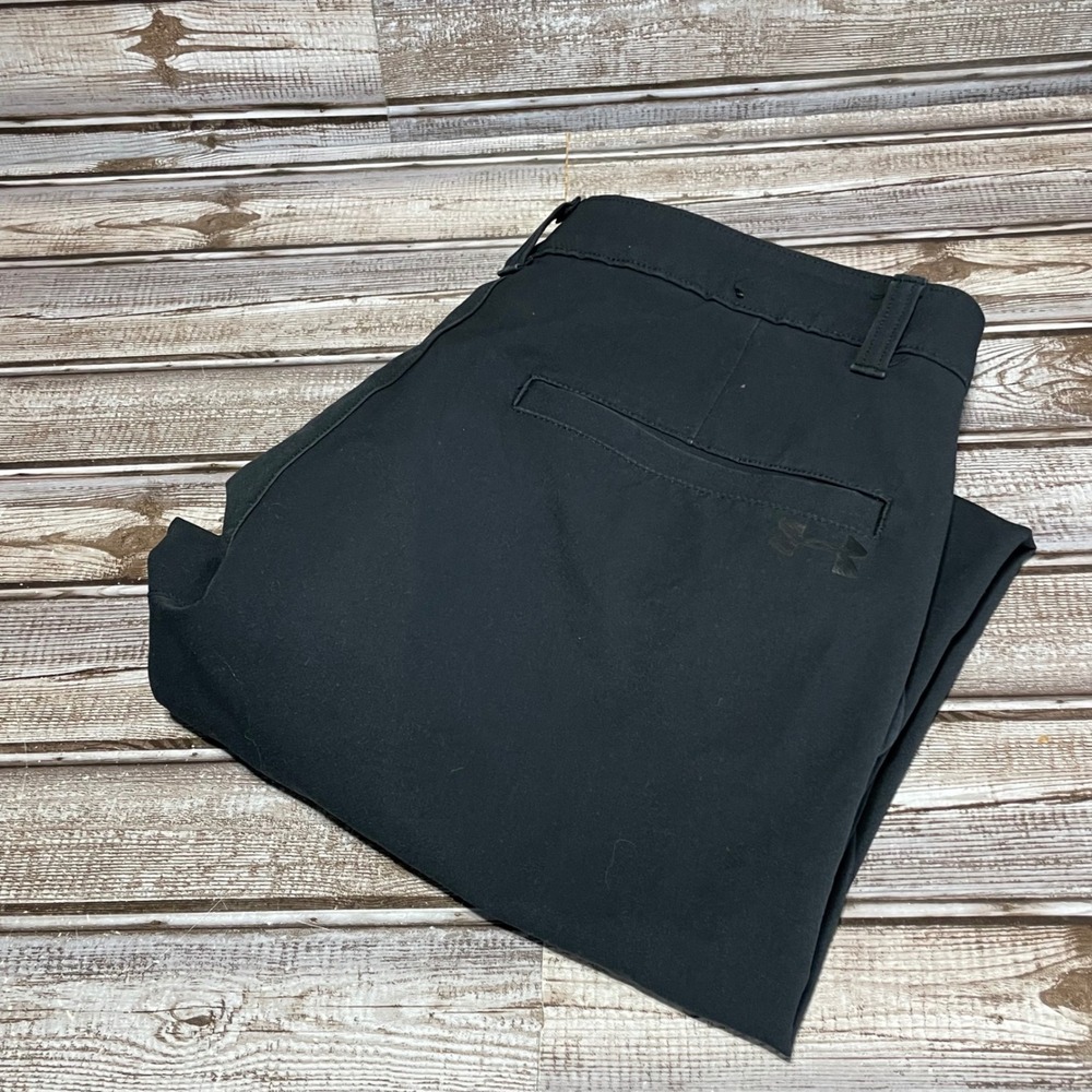 Under Armour Men's Black Golf Chino Pants‎ Size 32x29 UA Performance Flat Front